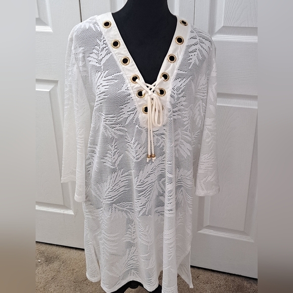 Spiaggla Dolce Plus Size White Lace Cover Up - Picture 1 of 12
